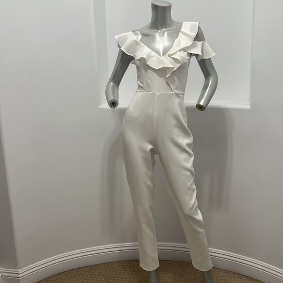 Lavish Alice White Frill Jumpsuit Size 4 - Picture 16 of 16